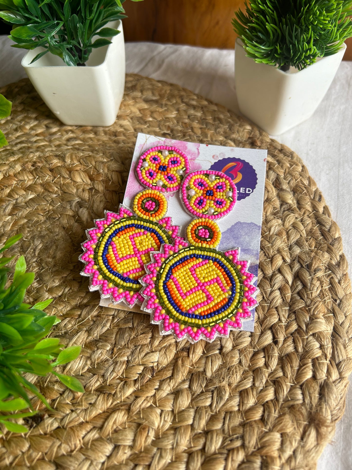 Swastik pink earrings