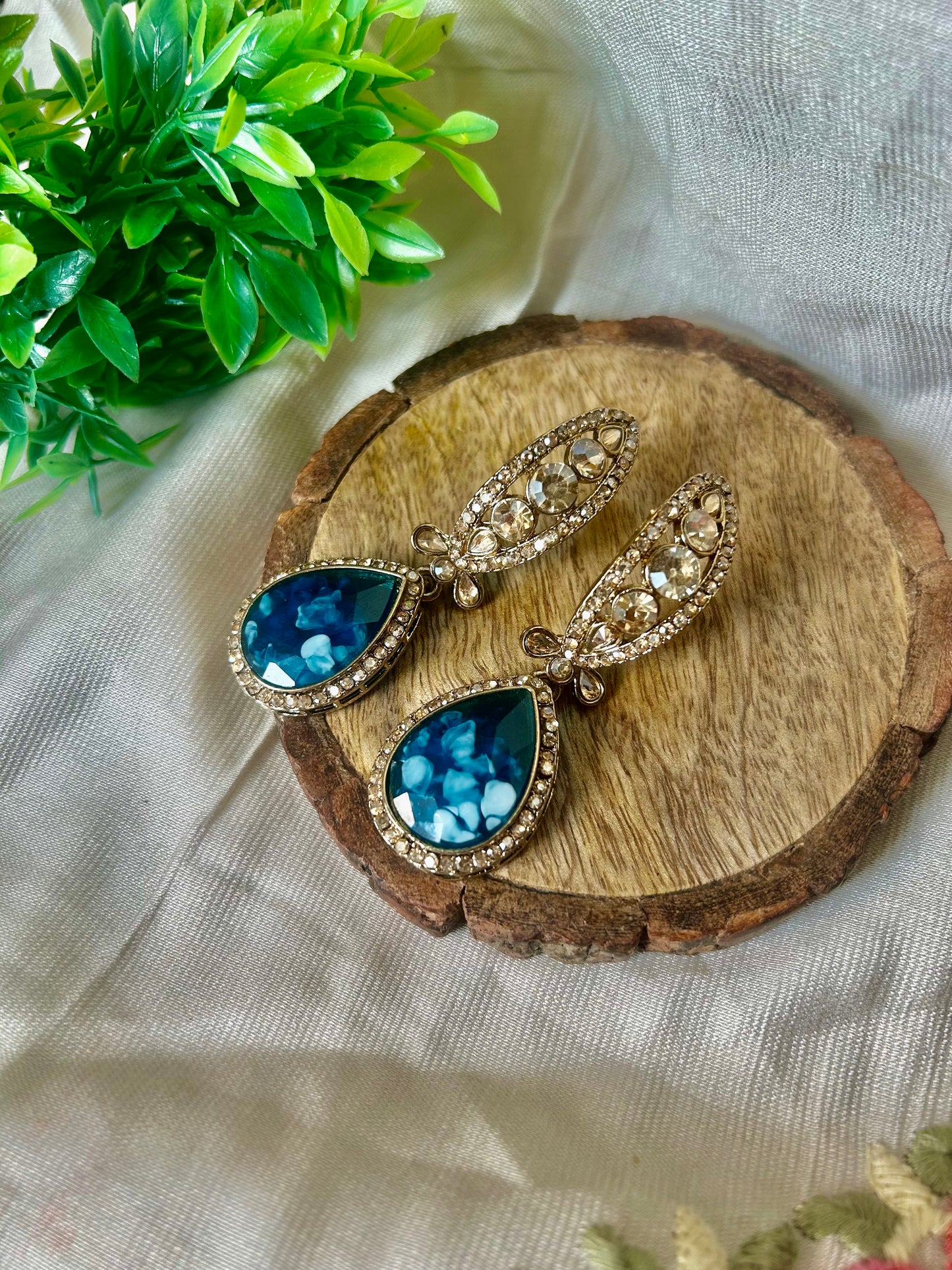 ocean blue marble earrings