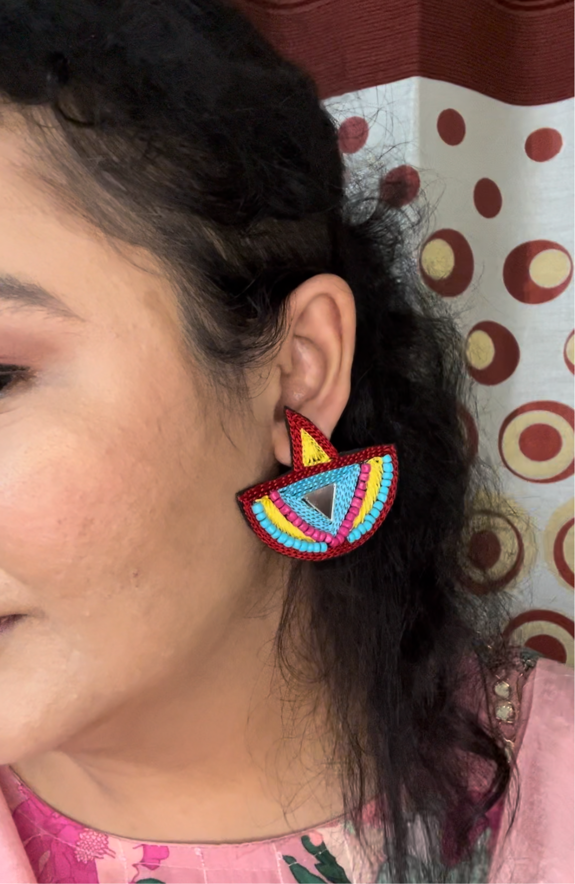Diya blue handmade beaded earrings