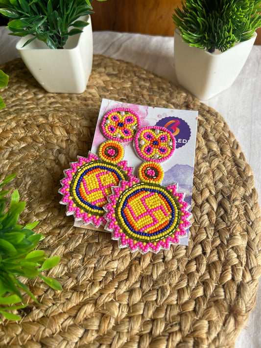 Swastik pink earrings