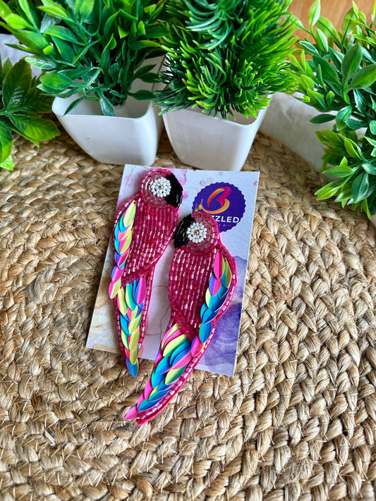 Panchhi multicolour handmade beaded earrings