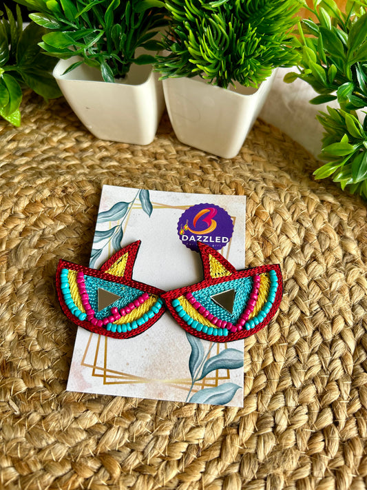 Diya blue handmade beaded earrings