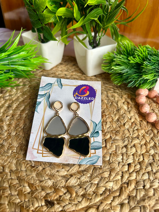 Black Grey Resin Drop Earrings