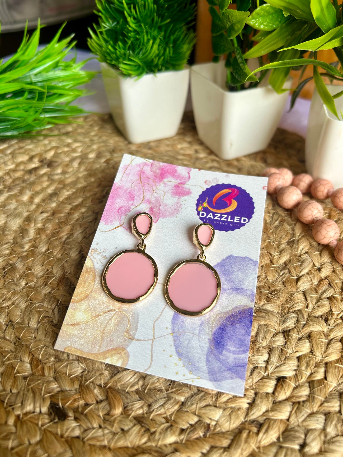 Pink resin earrings