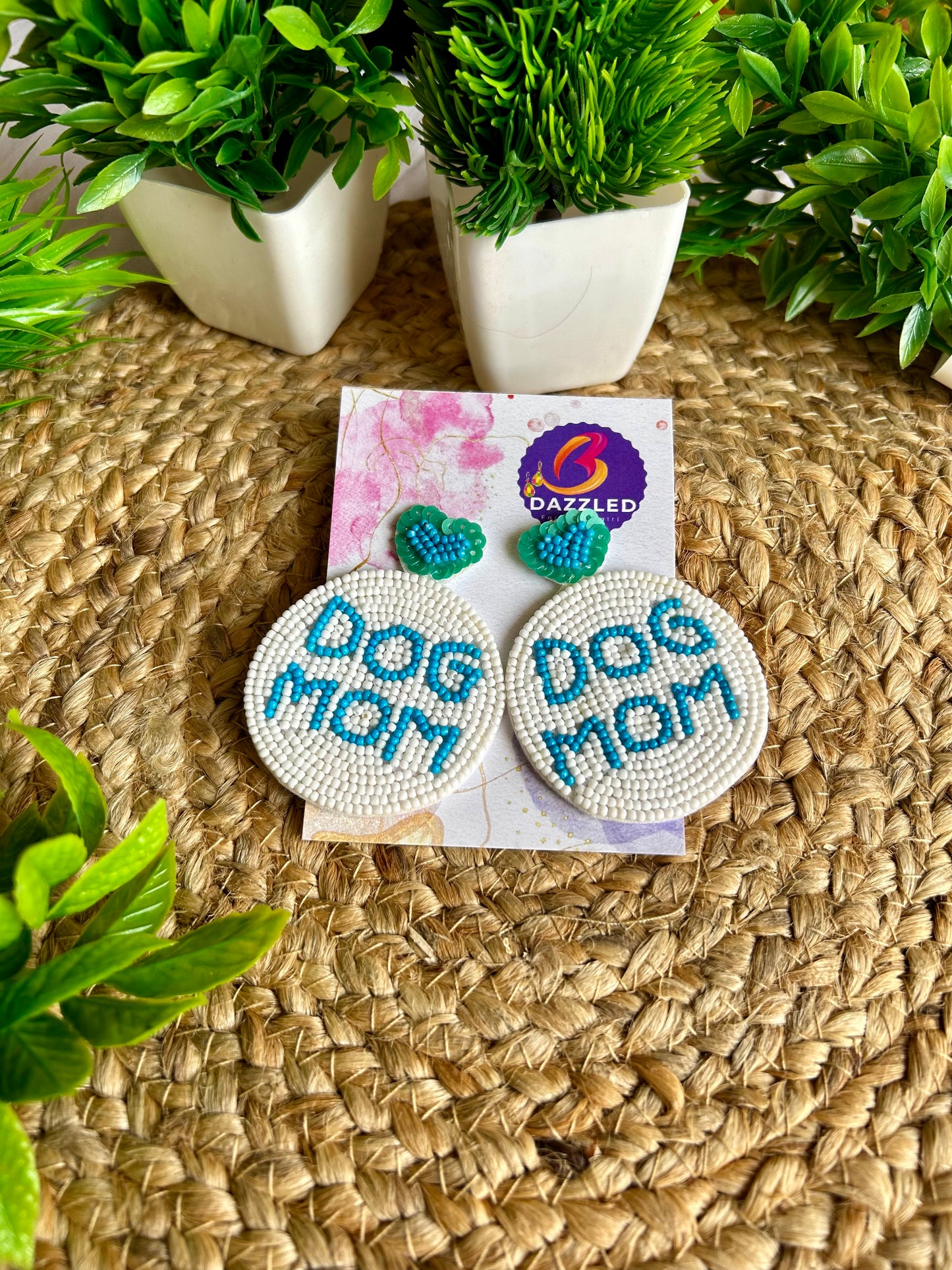 Dog lover handmade beaded earrings