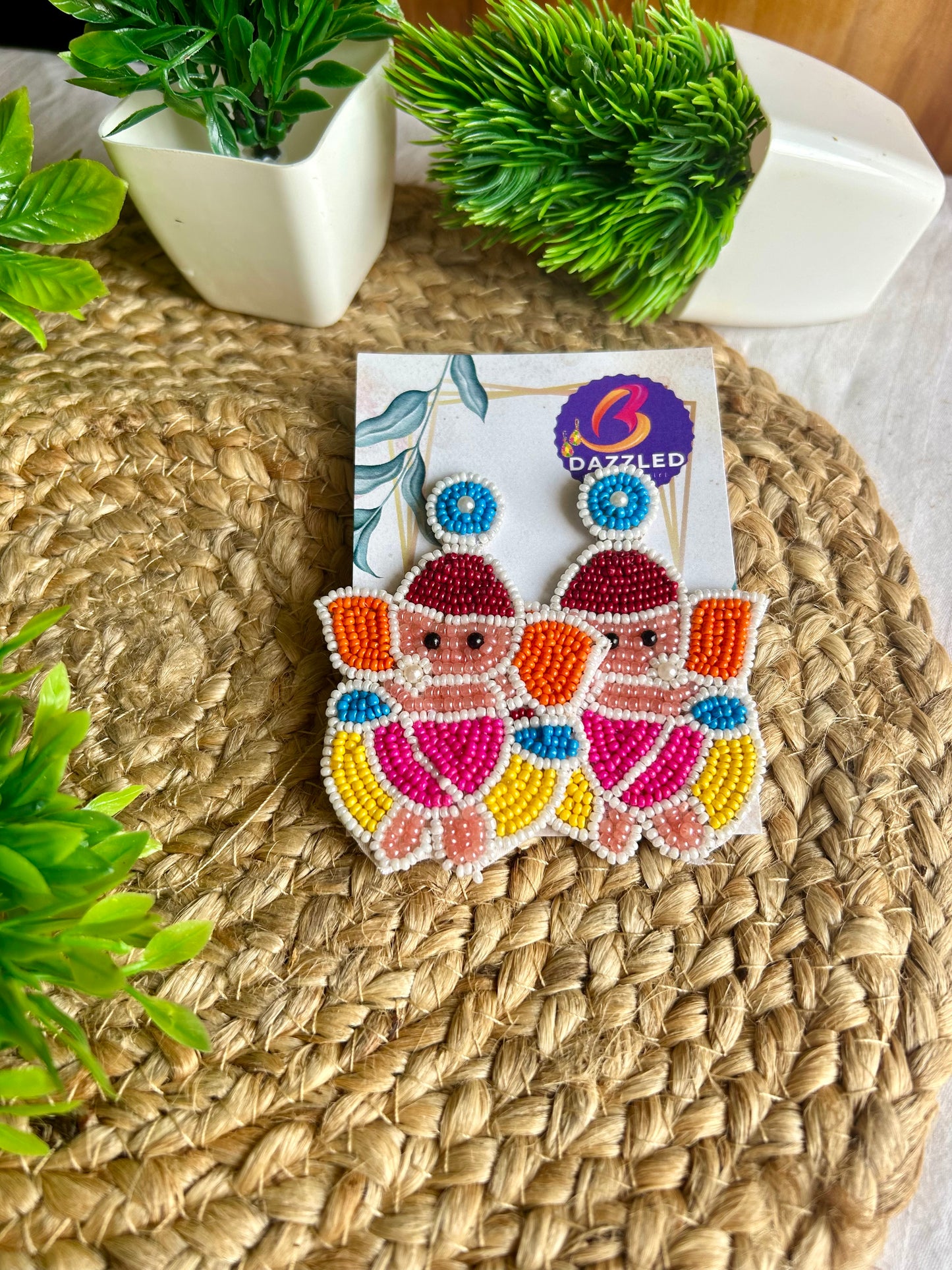 Ganesha handmade beaded earrings