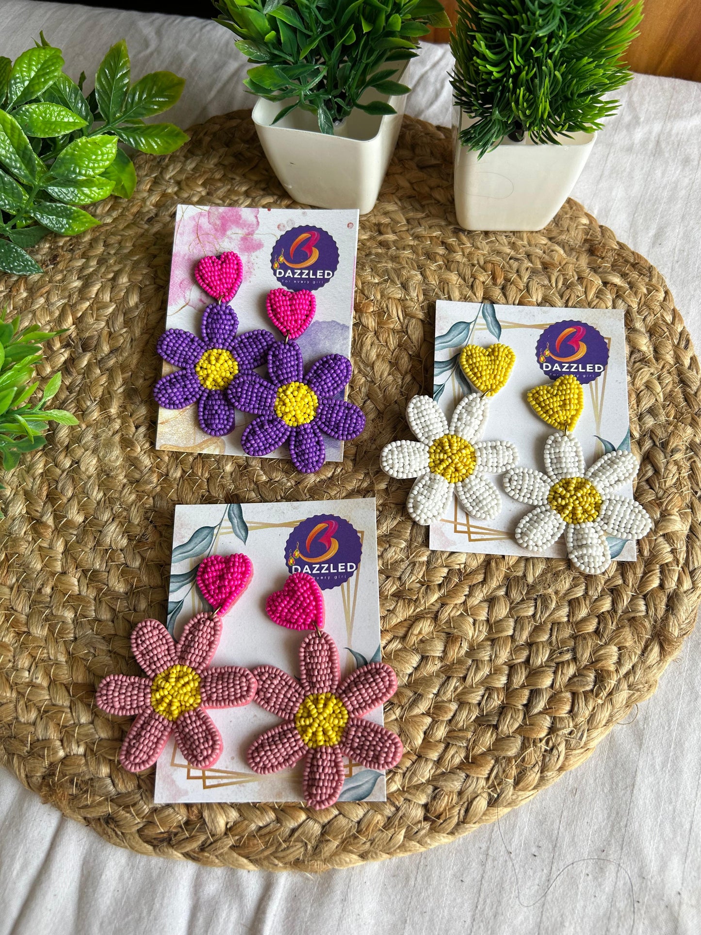 Combo phool beaded earrings