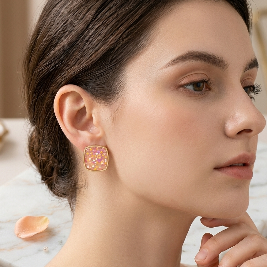 Peach studs for daily wear